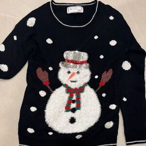 Festive Snowman Black Sweater